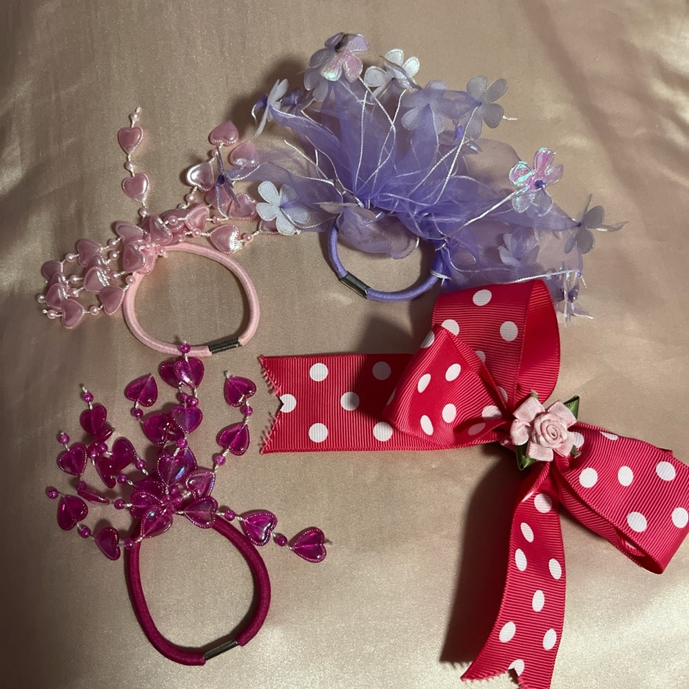 Set of Decorative Hair Ties and Bow
